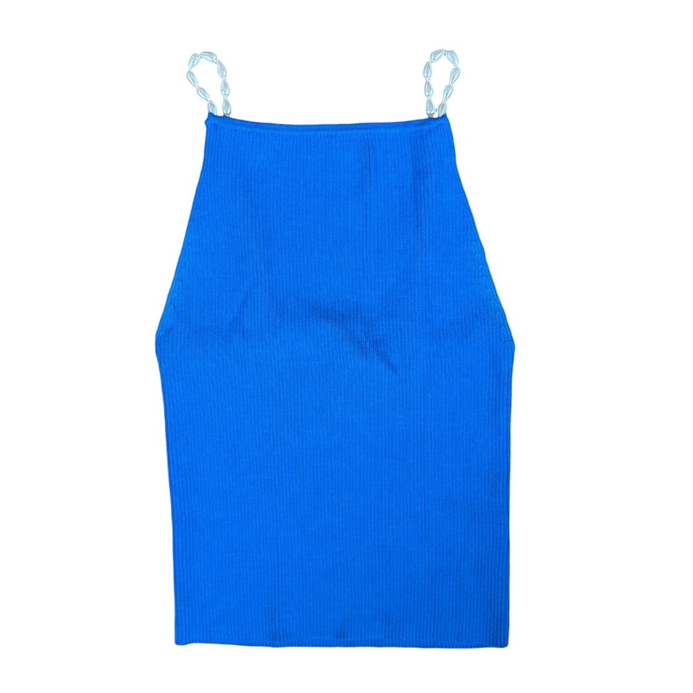 House of Harlow Blue Tank with Pearl Straps  (Small)